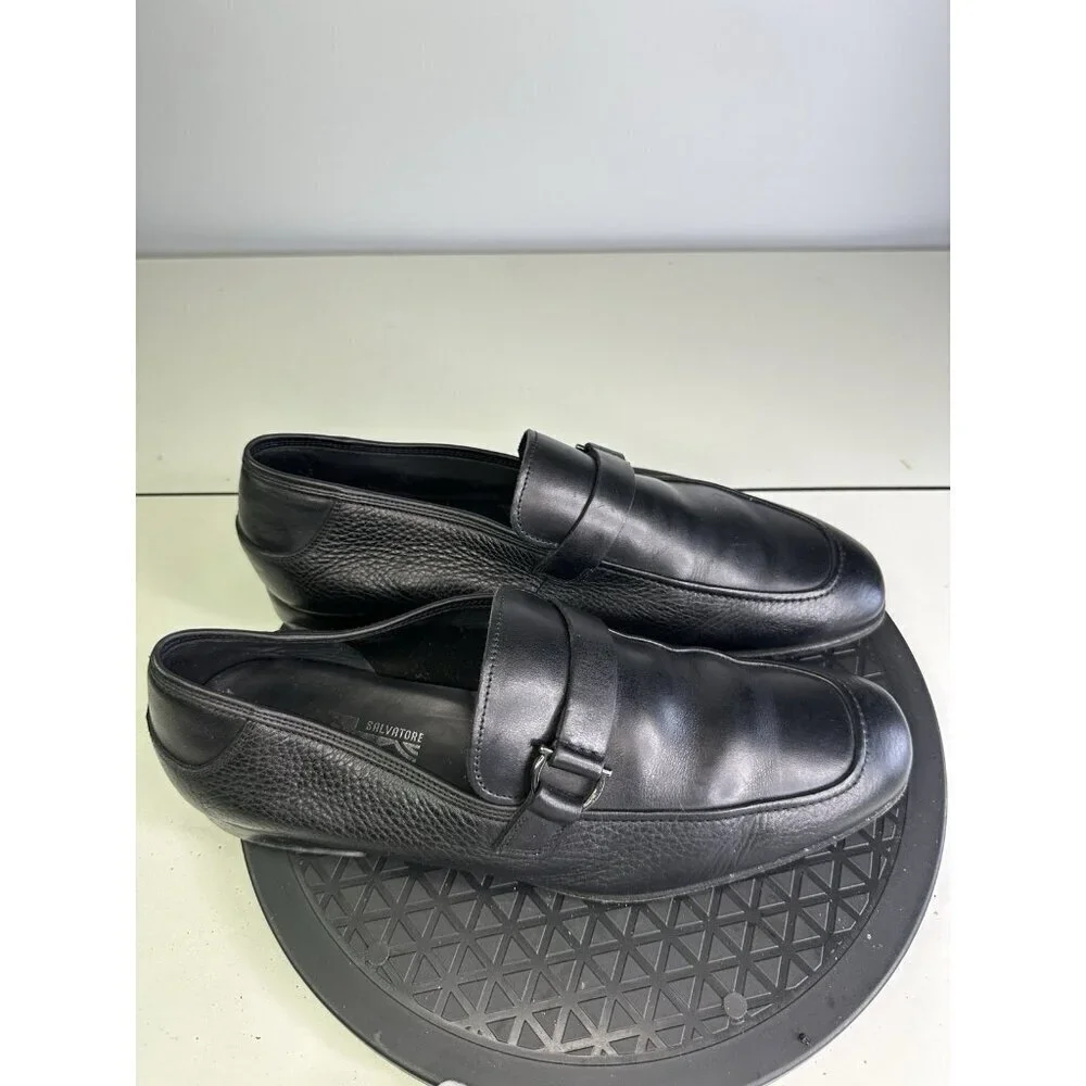 Salvatore Ferragamo Mens Horse Bit Loafers Size 7.5 EE Black Leather